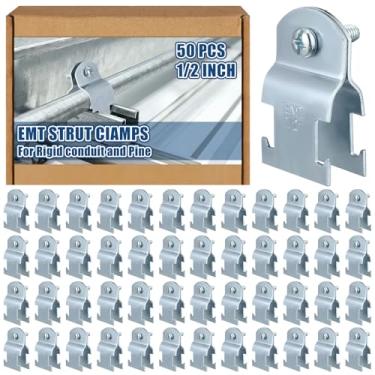 Imagem de Landhoow 50 peças EMT Pipe Universal Strut Clamps Strut Channel Acessório Eletro Galvanizado Conduíte Braçadeira com Parafuso e Porca, Braçadeira de Tubo Rígido, Ferramenta de Braçadeira (1/2
