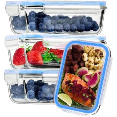 Imagem de Jogo 10 Potes de Vidro 1040ml Tampa Hermetica Mantimentos Marmita - QU