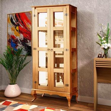 Imagem de Cristaleira Rústica Madeira Maciça 2 Portas Vidro Lateral D113VL Shop JM