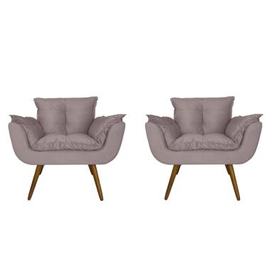 Imagem de Jogo 2 Poltronas Decorativa Estofada Para Consultório Opala Suede Rose - dl Decor