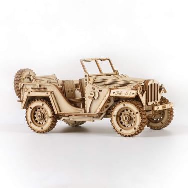 Imagem de Puzzle de madeira rokr Mechanical Car Model Army Field Car