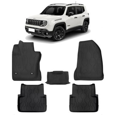 Imagem de Tapete para Jeep Renegade 2015 a 2025 com Bordas Elevadas Antiderrapante Tipo Bandeja Jogo 5 Peças