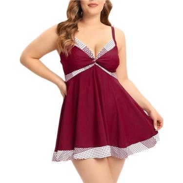 Imagem de Traje de natação feminina de plus size Vacho de gado de pescoço de alta cintura