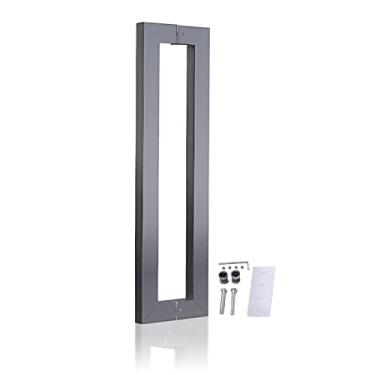 Imagem de Maçaneta de porta de correr tipo celeiro, maçaneta da porta de despensa, ferragens exteriores para porta de celeiro, barra de aderência longa moderna em aço inoxidável, alça de entrada frontal em