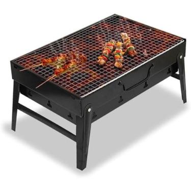 Imagem de Churrasco ao ar livre pequeno fogão de churrasco ao ar livre carvão churrasco pátio acampamento piquenique queimador portátil dobrável