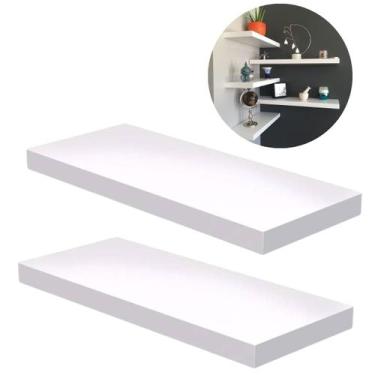 Imagem de Kit 2 Prateleiras Nicho Mdf com Suporte Invisível Branca 20x40cm - Eco