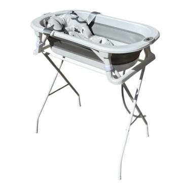 Imagem de Banheira Bubbly Grey/Branco c/ Termômetro - Premium Baby