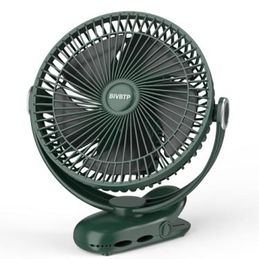 Imagem de BIVBTP Ventilador com clipe de 12000 mAh recarregável, ventilador portátil operado por bateria de 8 polegadas, ventilador pessoal ultra silencioso com grampo forte para carrinho de golfe, mesa de