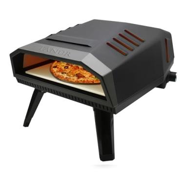 Imagem de Flame King TANUR Bancada de forno a propano portátil de 30,5 cm para acampamento, quintal e bagagem, várias saídas de ar, ignição automática piezo, pedra antiaderente para pizza, preta