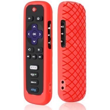 Imagem de Capa remota para Roku, capa de bateria para controle remoto TCL Roku Smart TV, controle remoto Roku TV, controle de proteção de silicone, manga universal vermelha