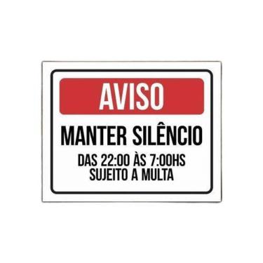 Imagem de Placa Mantenha Silêncio Após As 22 Horas Sujeito A Multa