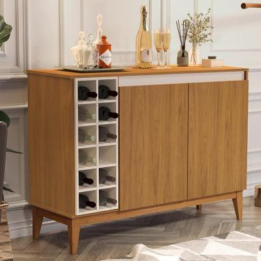 Imagem de Aparador Buffet Adega Monaco 2 Portas E Pés Madeira Maciça Nature/off White Nature/off White