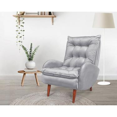 Imagem de Poltrona Anatômica Pés De Madeira Eloá Prata