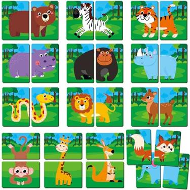 Imagem de Jungle Animal Memory Game, 28 Chunky Cards Wild Animal Head Tail Matching Game 1-5 Players Memory Matching Game for Age 18 Months+