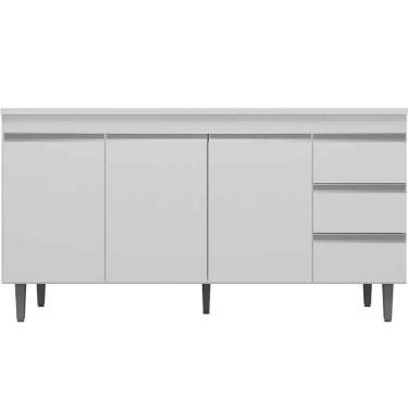 Imagem de Balcão De Pia 150 Cm Adriana 3 Portas 3 Gavetas Branco