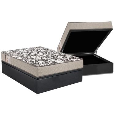Imagem de Cama Box Baú Casal: Colchão Espuma D26 Physical Resistente + Base Crc Suede Gray(138x188)