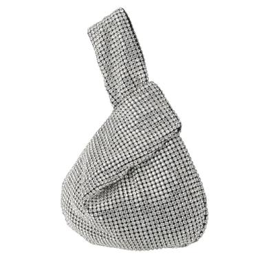 Imagem de DTGN Bolsas femininas brilhantes de strass para noite, bolsas de mão para festa de casamento dos anos 20, Prata, Small (6), Bolsas noturnas