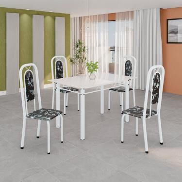 Imagem de Conjunto Sala de Jantar com 4 Cadeiras Lara Preto / Branco/Bege