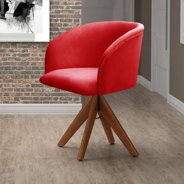 Imagem de Poltrona Atenas Base Giratória De Madeira Sala Vermelho