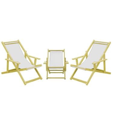 Imagem de Kit 3 Espreguiçadeiras 2 Adulto E 1 Infantil-branco
