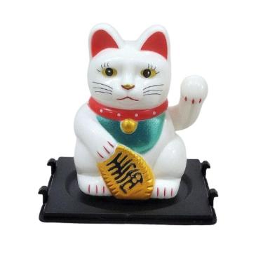Imagem de Maneki Neko Gato Da Sorte Branco 5,5 Cm Alt. Luz Solar