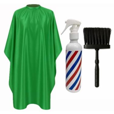 Imagem de Kit Capa Para Cortar Cabelo Com Borrifador Pole e Espanador - Barbersh