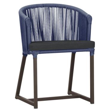 Imagem de Cadeira De Jantar Noronha Alumínio Marrom E11 Trama Original Azul