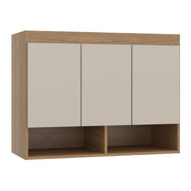Imagem de Armário Aéreo Guarda Roupa Modulado Selene 3pts Menu Móveis Carvalho