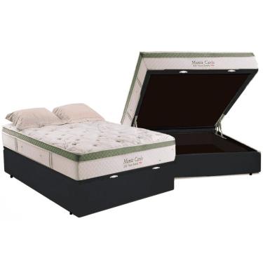 Imagem de Cama Box Baú Casal Com Colchão Herval Monte Carlo Molas Ensacadas 138x188x77cm Ms Courino Preto