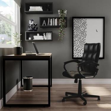 Imagem de Cadeira de Escritório Diretor Giratória Alan Preta - Mobly