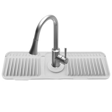 Imagem de Ranjaner Tapete Para Torneira De Pia Cozinha, 17,7 X 5,5" Com Proteção Contra Respingos Silicone, Bandeja Coletora Gotas, Escorredor Louça, Suporte Esponja E Sabão