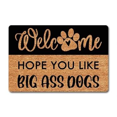 Imagem de Capacho divertido Hope You Like Big Ass Dogs - Tapete de boas-vindas de borracha antiderrapante de 60 x 40 cm para porta da frente, tapete de entrada com design bem-humorado - Uso interno / externo
