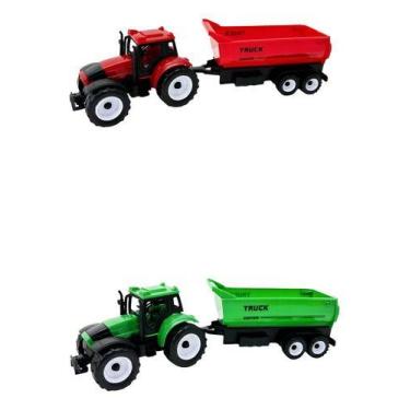Imagem de Trator Carrinho Fricção Caçamba Fazendinha Brinquedo - Napolestore