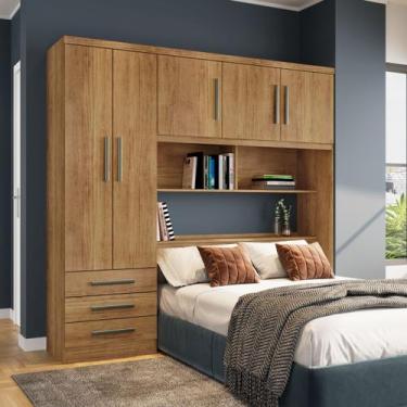 Imagem de Guarda Roupa Casal 5 Portas e Cabeceira Baú Mexico Cedro - Rud Rack