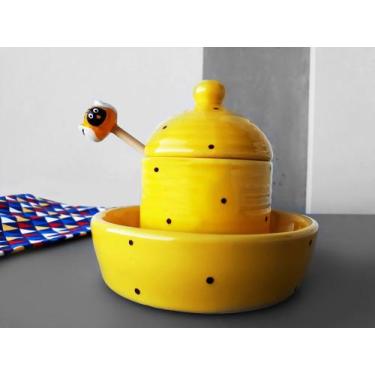 Imagem de Pote Mel Amarelo Poá Preto - Ordalha