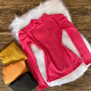 Imagem de blusa feminina gola alta manga longa bufante influencer - Filó Modas