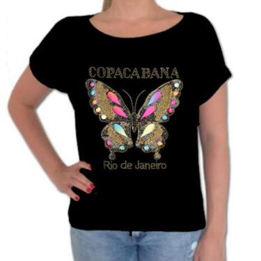 Imagem de Camisa Feminina Preta - Borboleta colorida - RIO COPA MODA, P