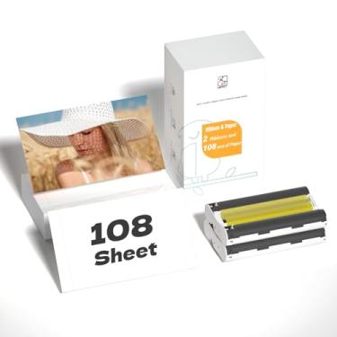 Imagem de CP4100/CP4000L Papel para impressora fotográfica 4x6, 108 folhas e 2 fitas, para telefone HPRT iDPRT CP4100/CP4000L, WiFi, imagem colorida, instantânea, sublimação, impressão, papel fotográfico para