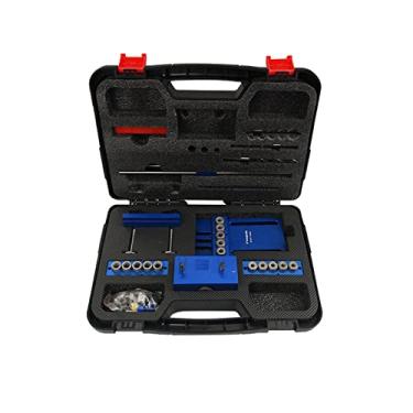 Imagem de Yuantenhwy Kit de gabarito universal de alta precisão com 5 mangas de perfuração de cavilha (6/8/10 mm), guia de perfuração de furo de madeira, posição de carpintaria para trabalhos de madeira
