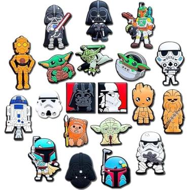Imagem de 20 peças pingentes de sapatos Star Wars para decoração de sandálias de crocodilo, acessórios de sapatos Yoda Grogus pingentes para meninos e homens, lembrancinhas de festa, Metal, Sem pedras preciosas