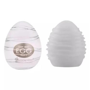 Imagem de Masturbador Masculino Egg Silky, Silicone Macio, 7cm x 5,2cm, Branco