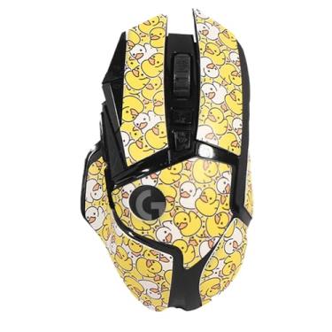 Imagem de NOUKAJU Fita aderente para mouse com cobertura total para mouse Logitech G502 Gamer, fita antiderrapante para mouse, kit de atualização de mouse profissional pré-cortado resistente ao suor (amarelo)