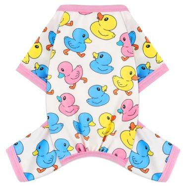 Imagem de Pijama para cães, tamanho pequeno, elástico, roupas para cães de verão, 4 pernas, meninas, meninos, roupas fofas e macias para cachorrinhos para cães e gatos, macacão para dormir (, médio)