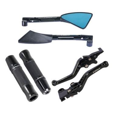 Imagem de Kit Manopla Jupiter Retrovisor Esportivo Manete Pop 100 110 - Off Race