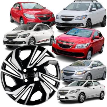 Imagem de 1 Calota Modelo Onix Prisma 2013 Aro 14 Preto/Prata Cubo Baixo Parafus