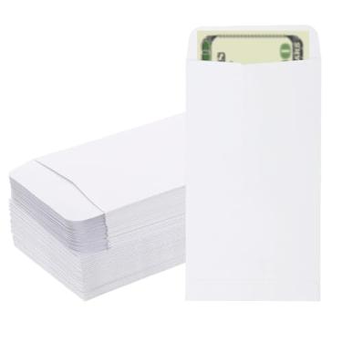 Imagem de PATIKIL Envelope para dinheiro, pacote com 100 envelopes de dinheiro de 16,5 cm x 8,9 cm, sacos para dinheiro, orçamento, economia, desafio, carta para presente, moedas, cheques, bilhetes, joias