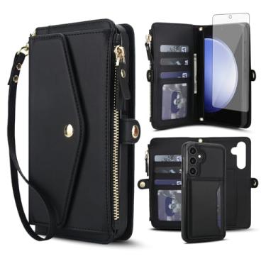 Imagem de Asuwish Capa de telefone para Samsung Galaxy S23 FE 5G capa carteira compatível com Magsafe RFID protetor de tela alça transversal alça flip porta-cartões com zíper bolsa celular S 23 EF S23FE 23S