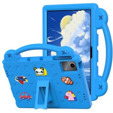 Imagem de YRH Capa para Lenovo Tab M11 de 11 polegadas (TB330FU/TB330XU), capa infantil EVA à prova de choque para tablet Lenovo M11, com alça de suporte, figuras de desenho animado, azul celeste