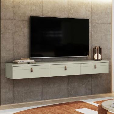 Imagem de Rack Suspenso Para Tv Até 65 Polegadas 180cm Line Off White Bege Ac