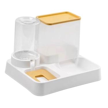 Imagem de IEUDNS Alimentador automático para gatos, separador seco e molhado, prático e destacável, 2 em 1, conjunto de alimentador bebedouro para cães de pequeno